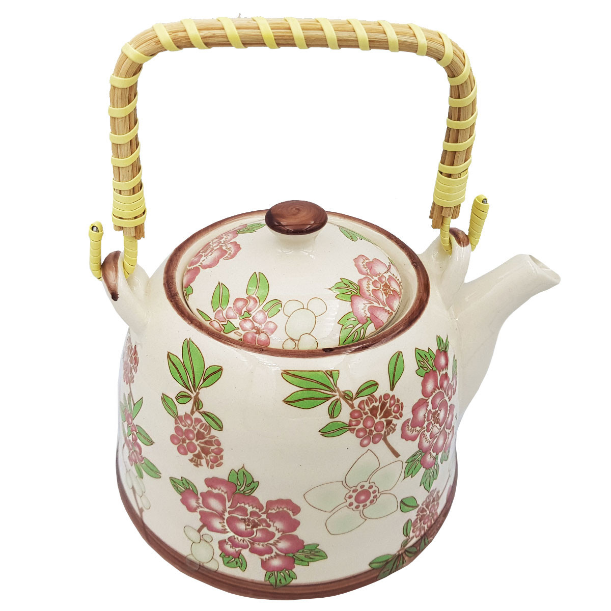 Chaleira De Cerâmica Teapot Rosa Verde 800 Ml