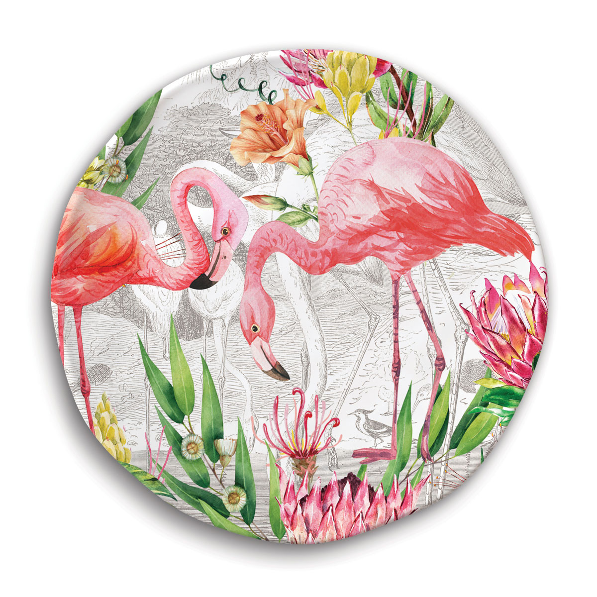 Jogo 4 Pratos De Sobremesa Melamina Flamingo Michel Design Works