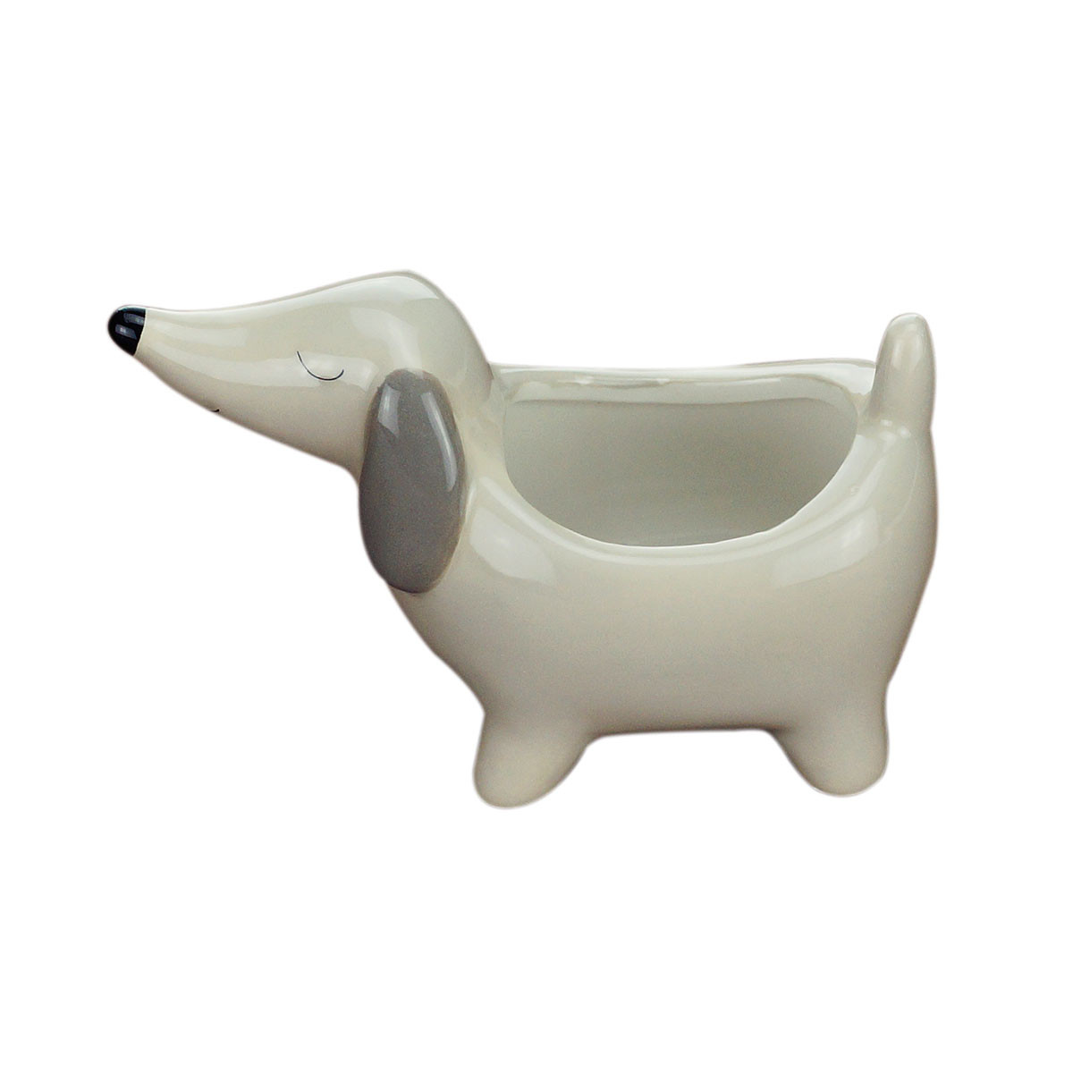 Mini Cachepot Cachorro Basset Porcelana 