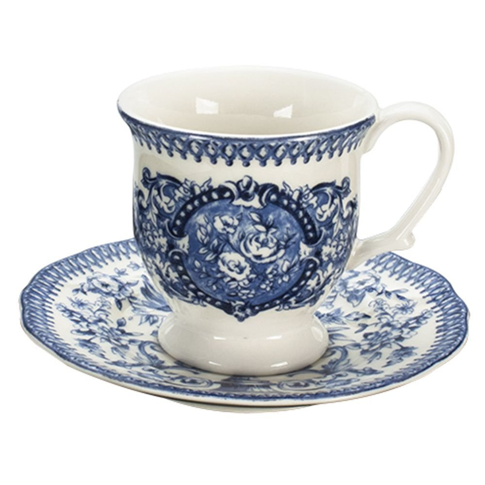 Jogo De 12 Peças Para  Chá English Blue Porcelana