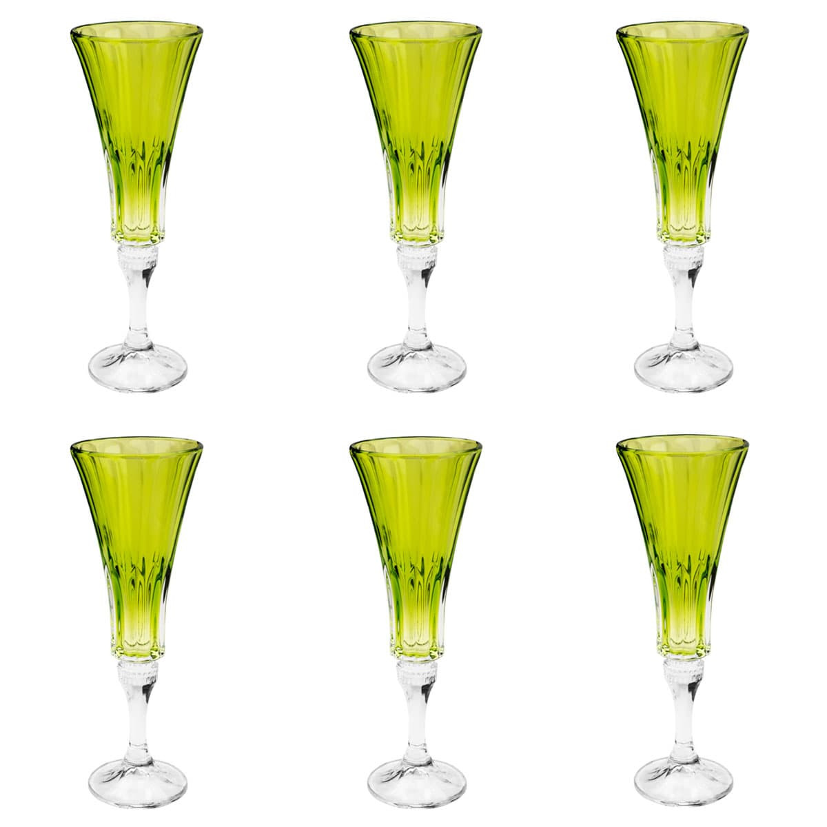 Jogo 6 Taças De Champagne Cristal Wellington Lime Bohemia 180 Ml