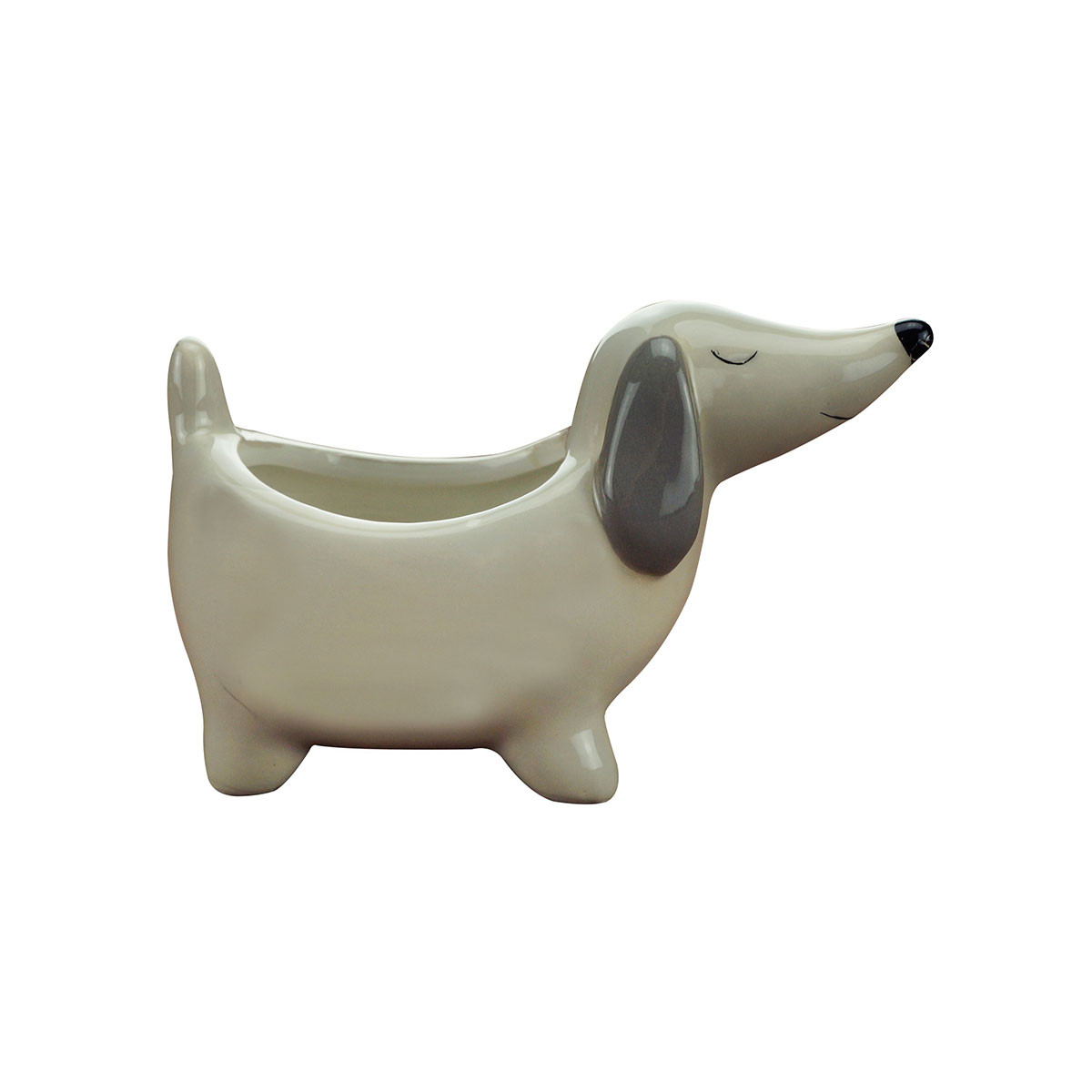 Mini Cachepot Cachorro Basset Porcelana 