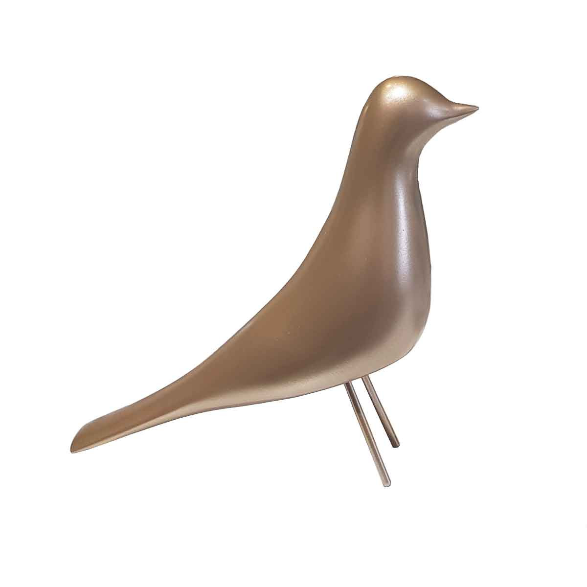 Pássaro Decorativo Dourado De Resina Limoeiro 