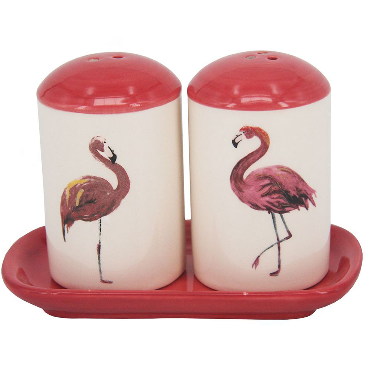  Jogo Saleiro e Pimenteiro Flamingo Cerâmica 
