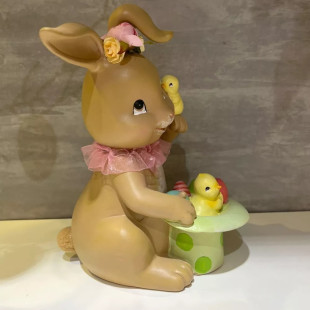 Coelha Da Pascoa Decorativa Cerâmica Com Pintinhos E Ovos