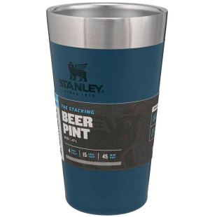 Kit 2 Copos Térmicos Para Cerveja Stanley Beer Pint Azul e Branco 473 ml 
