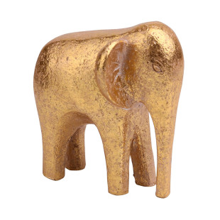 Elefante Decorativo De Resina Dourado 
