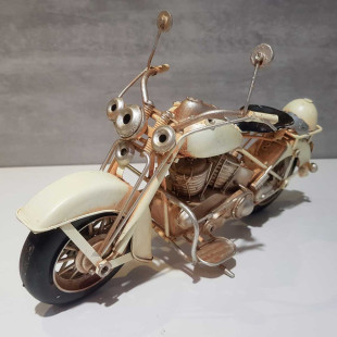 Miniatura Motocicleta Metal Vintage Retro Branca 