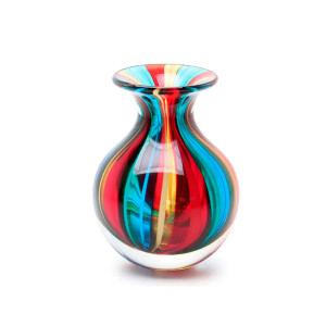 Vaso De Cristal Bastões Coloridos Com Fios Murano