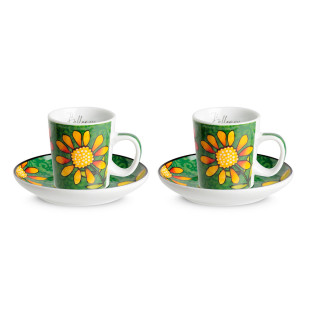 Conjunto 2 Xícaras De Café De Porcelana Italiana Bellamore Verde100ml Egan 
