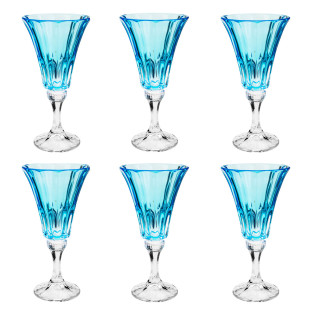 Jogo 6 Taças De Cristal Wellington Azul Claro Bohemia 280Ml 