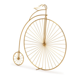  Escultura Bicicleta Decorativa Penny Farthing Metal Dourada 