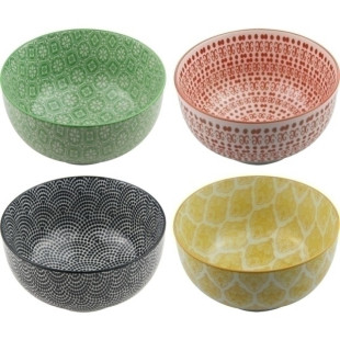 Conjunto De Bowls De Porcelana Estilo Portuguesa Com 4 Peças 13 cm Coloridos