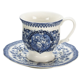 Jogo De 12 Peças Para  Chá English Blue Porcelana