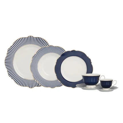 Aparelho de Jantar Royal New Bone China Azul 42Pçs