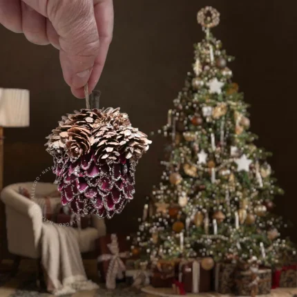 Bolota Noz Pinha Natalina Pendente Decoração Natal Luxo