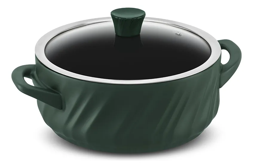 Caçarola Baixa Indução Twister Cerâmica 24cm Verde Matte Ceraflame Caçarola Baixa Indução Twister Cerâmica 24cm Verde Matte Ceraflame
