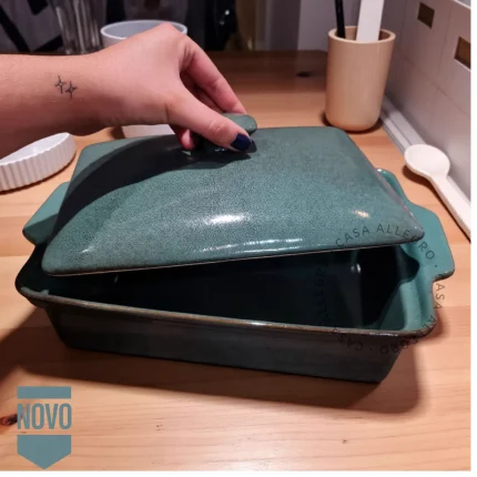 Caçarola Refrataria com Tampa Verde 28Cm LeOven