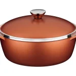 Caçarola Tramontina Lyon em Alumínio Forjado com Revestimento Interno e Externo Antiaderente Starflon High Performance Dourado com Tampa 26 cm 4,6 L