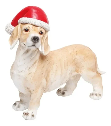 Cachorro De Natal Com Gorro Decoração Premium Cecilia Dale