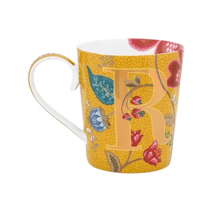 Caneca De Porcelana Amarelo "R"  Alphabet Mugs Pip Studio