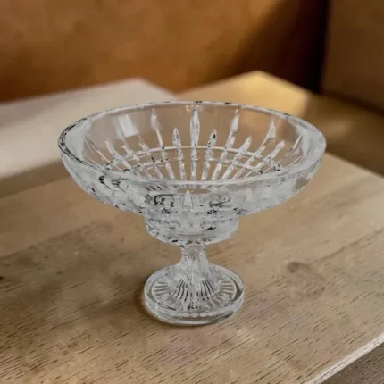 Centro De Mesa Cristal Com Pé Adely Diamond 21 Cm Transparente