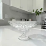 Centro De Mesa Cristal Com Pé Diamond Star Adely 21cm Transparente