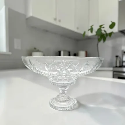 Centro De Mesa Cristal Com Pé Diamond Star Adely 21cm Transparente