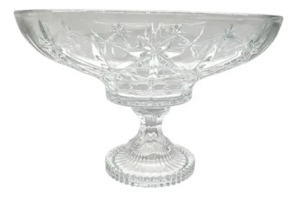 Centro De Mesa Cristal Com Pé Diamond Star Adely 21cm Transparente