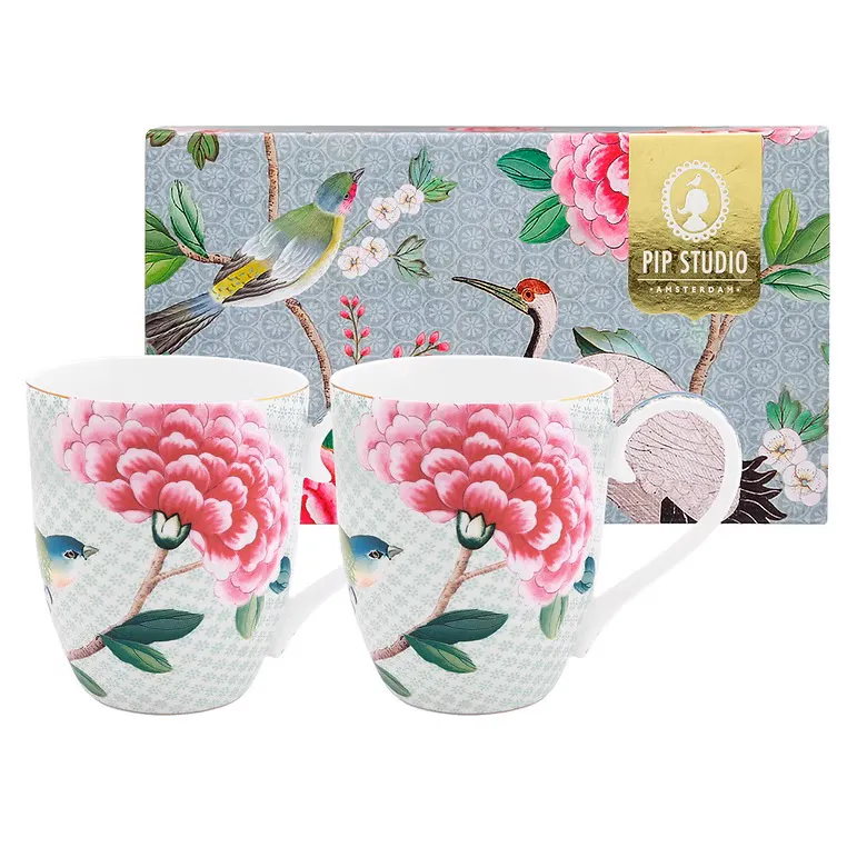Conjunto 2 Caneca Extra Grande Porcelana Branco Blushing Birds Pip Studio Conjunto 2 Caneca Extra Grande Porcelana Branco Blushing Birds Pip Studio