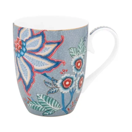 Conjunto 2 Canecas Porcelana Extra Grande Azul - Flower Festival Pip Studio