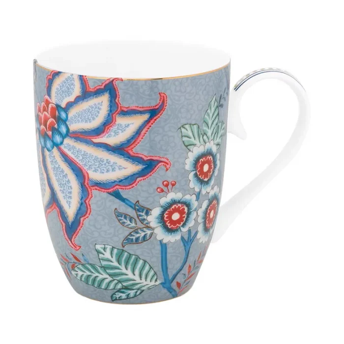 Conjunto 2 Canecas Porcelana Extra Grande Azul - Flower Festival Pip Studio