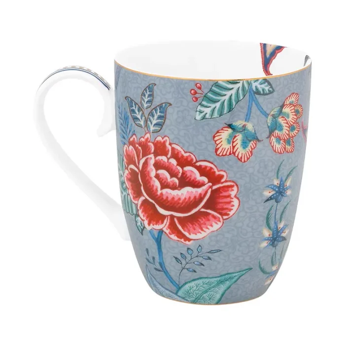 Conjunto 2 Canecas Porcelana Extra Grande Azul - Flower Festival Pip Studio