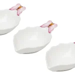 Conjunto 3 Petisqueiras Porcelana Borboleta Wolf