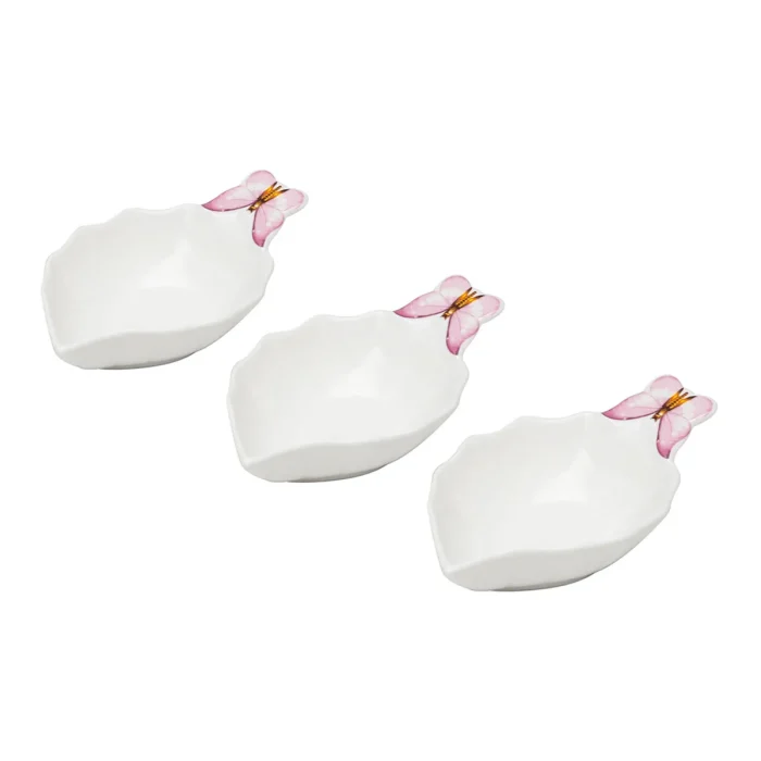 Conjunto 3 Petisqueiras Porcelana Borboleta Wolf