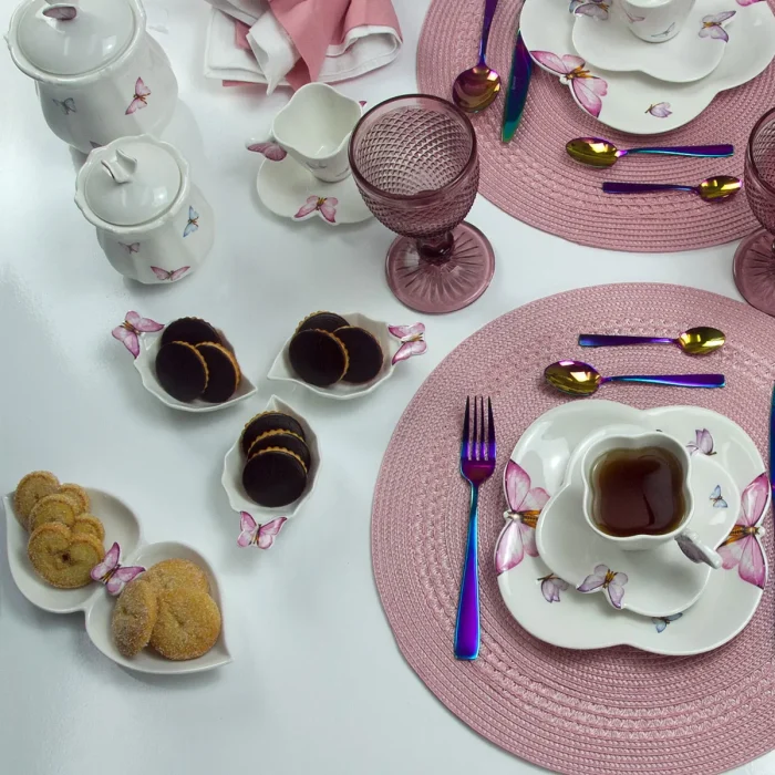 Conjunto 3 Petisqueiras Porcelana Borboleta Wolf