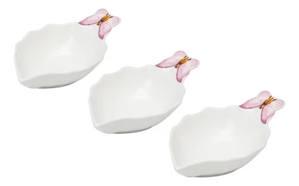 Conjunto 3 Petisqueiras Porcelana Borboleta Wolf