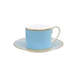 Conjunto 4  Xicaras com Pires de Café Love Birds Azul Com Filete De Ouro Love Birds Pip Studio