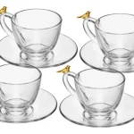 Conjunto 4 Xicaras De Chá E Pires  Golden Bird Wolff