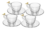 Conjunto 4 Xicaras De Chá E Pires  Golden Bird Wolff