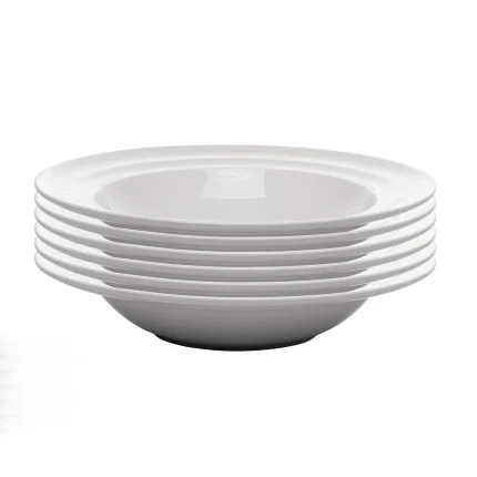 Conjunto 6 Pratos Fundos De Porcelana New Bone Bambu Branco Wolff