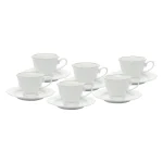 Conjunto 6 Xícaras de Café de Porcelana com Pires Maldivas Branco com Fio de Ouro 80 ML Wolff