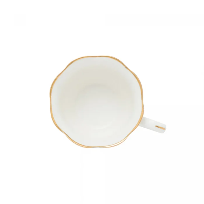 Conjunto 6 Xícaras de Café de Porcelana com Pires Maldivas Branco com Fio de Ouro 80 ML Wolff