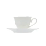 Conjunto 6 Xícaras de Café de Porcelana com Pires Maldivas Branco com Fio de Ouro 80 ML Wolff