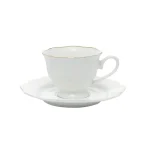 Conjunto 6 Xícaras de Café de Porcelana com Pires Maldivas Branco com Fio de Ouro 80 ML Wolff