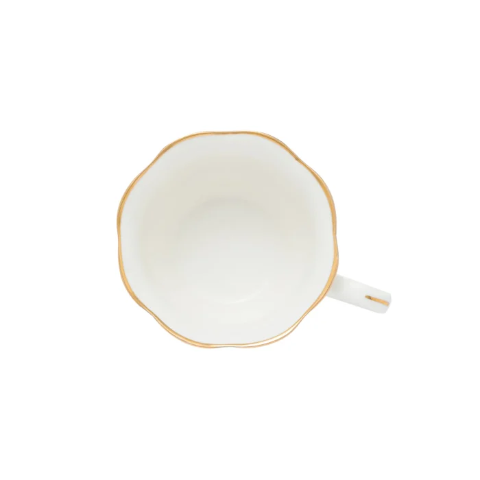 Conjunto 6 Xícaras de Chá de Porcelana com Pires Maldivas Branco com Fio de Ouro Wolff