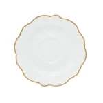 Conjunto 6 Xícaras de Chá de Porcelana com Pires Maldivas Branco com Fio de Ouro Wolff