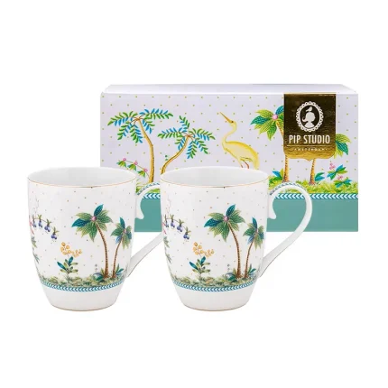 Conjunto de 2 Canecas Grandes Dots Branco Jolie pip Studio