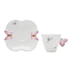 Conjunto de 6 Xícaras com Pires Porcelana Butterfly Colors 100ml Wolff