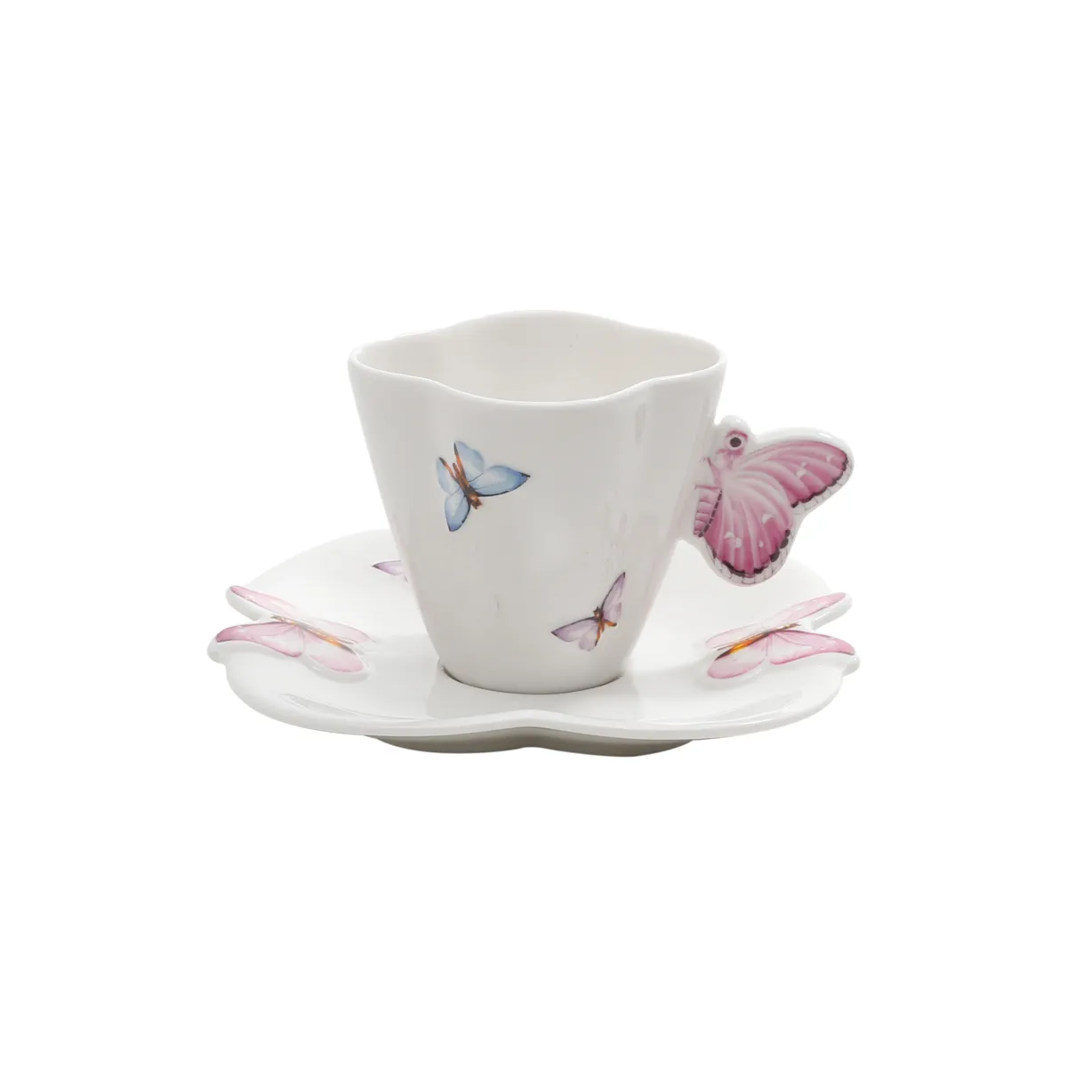 Conjunto de 6 Xícaras com Pires Porcelana Butterfly Colors 100ml Wolff Conjunto de 6 Xícaras com Pires Porcelana Butterfly Colors 100ml Wolff